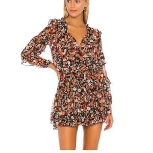 Misa Rizou Safari floral ruffle mini dress . S